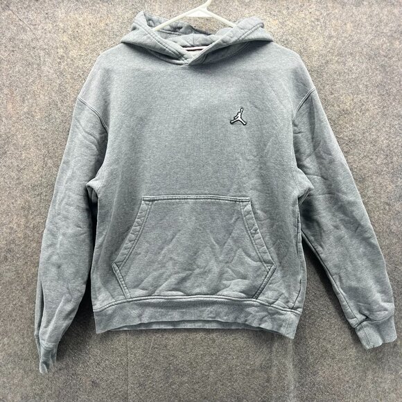 Vintage Jordan Hoodie Mens Small Gray Fleece Pullover Jumpman Logo Sweater Y2K - Picture 1 of 12